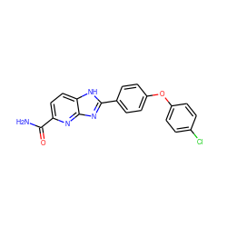 NC(=O)c1ccc2[nH]c(-c3ccc(Oc4ccc(Cl)cc4)cc3)nc2n1 ZINC000036179311