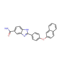 NC(=O)c1ccc2[nH]c(-c3ccc(Oc4ccc5ccccc5c4)cc3)nc2c1 ZINC000003815902