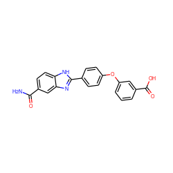 NC(=O)c1ccc2[nH]c(-c3ccc(Oc4cccc(C(=O)O)c4)cc3)nc2c1 ZINC000013612115