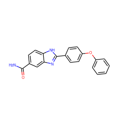 NC(=O)c1ccc2[nH]c(-c3ccc(Oc4ccccc4)cc3)nc2c1 ZINC000013612050