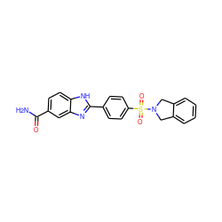 NC(=O)c1ccc2[nH]c(-c3ccc(S(=O)(=O)N4Cc5ccccc5C4)cc3)nc2c1 ZINC000116010531