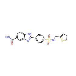 NC(=O)c1ccc2[nH]c(-c3ccc(S(=O)(=O)NCc4cccs4)cc3)nc2c1 ZINC000116021372