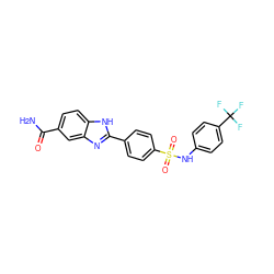 NC(=O)c1ccc2[nH]c(-c3ccc(S(=O)(=O)Nc4ccc(C(F)(F)F)cc4)cc3)nc2c1 ZINC000038380864