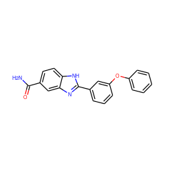 NC(=O)c1ccc2[nH]c(-c3cccc(Oc4ccccc4)c3)nc2c1 ZINC000013612068