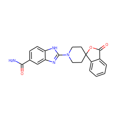 NC(=O)c1ccc2[nH]c(N3CCC4(CC3)OC(=O)c3ccccc34)nc2c1 ZINC000040425110