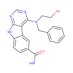 NC(=O)c1ccc2[nH]c3ncnc(N(CCO)Cc4ccccc4)c3c2c1 ZINC000653671428