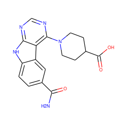 NC(=O)c1ccc2[nH]c3ncnc(N4CCC(C(=O)O)CC4)c3c2c1 ZINC000034029214