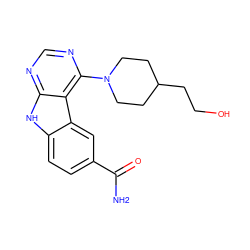 NC(=O)c1ccc2[nH]c3ncnc(N4CCC(CCO)CC4)c3c2c1 ZINC000034006138