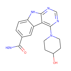 NC(=O)c1ccc2[nH]c3ncnc(N4CCC(O)CC4)c3c2c1 ZINC000033977841