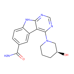 NC(=O)c1ccc2[nH]c3ncnc(N4CCC[C@H](O)C4)c3c2c1 ZINC000221385098