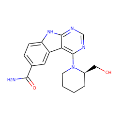 NC(=O)c1ccc2[nH]c3ncnc(N4CCCC[C@@H]4CO)c3c2c1 ZINC000033993385