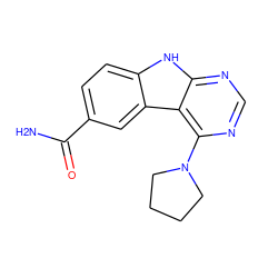 NC(=O)c1ccc2[nH]c3ncnc(N4CCCC4)c3c2c1 ZINC000138573990