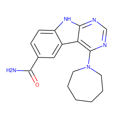 NC(=O)c1ccc2[nH]c3ncnc(N4CCCCCC4)c3c2c1 ZINC000033977769