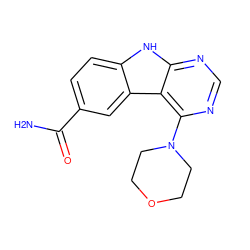 NC(=O)c1ccc2[nH]c3ncnc(N4CCOCC4)c3c2c1 ZINC000034040683