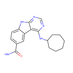 NC(=O)c1ccc2[nH]c3ncnc(NC4CCCCCC4)c3c2c1 ZINC000034028325