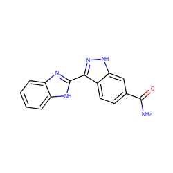 NC(=O)c1ccc2c(-c3nc4ccccc4[nH]3)n[nH]c2c1 ZINC000167203125