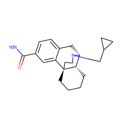 NC(=O)c1ccc2c(c1)[C@@]13CCCC[C@H]1[C@@H](C2)N(CC1CC1)CC3 ZINC000013532344