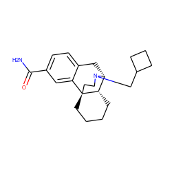 NC(=O)c1ccc2c(c1)[C@@]13CCCC[C@H]1[C@@H](C2)N(CC1CCC1)CC3 ZINC000013532347