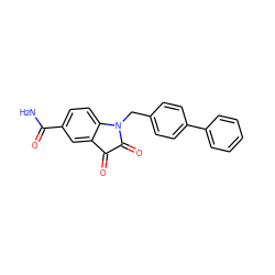 NC(=O)c1ccc2c(c1)C(=O)C(=O)N2Cc1ccc(-c2ccccc2)cc1 ZINC000003590595