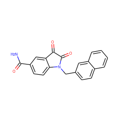 NC(=O)c1ccc2c(c1)C(=O)C(=O)N2Cc1ccc2ccccc2c1 ZINC000003590592