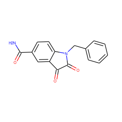 NC(=O)c1ccc2c(c1)C(=O)C(=O)N2Cc1ccccc1 ZINC000003590597