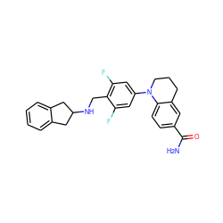 NC(=O)c1ccc2c(c1)CCCN2c1cc(F)c(CNC2Cc3ccccc3C2)c(F)c1 ZINC000066251879