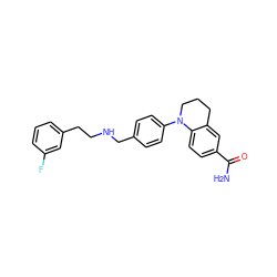 NC(=O)c1ccc2c(c1)CCCN2c1ccc(CNCCc2cccc(F)c2)cc1 ZINC000066264026