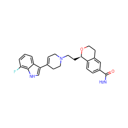 NC(=O)c1ccc2c(c1)CCO[C@@H]2CCN1CC=C(c2c[nH]c3c(F)cccc23)CC1 ZINC000026496748