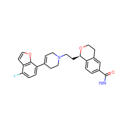 NC(=O)c1ccc2c(c1)CCO[C@@H]2CCN1CC=C(c2ccc(F)c3ccoc23)CC1 ZINC000095607271