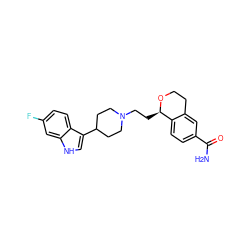 NC(=O)c1ccc2c(c1)CCO[C@@H]2CCN1CCC(c2c[nH]c3cc(F)ccc23)CC1 ZINC000026495165