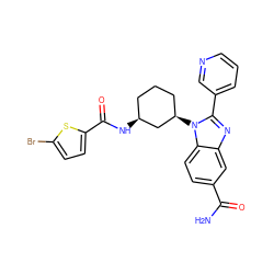 NC(=O)c1ccc2c(c1)nc(-c1cccnc1)n2[C@@H]1CCC[C@H](NC(=O)c2ccc(Br)s2)C1 ZINC000653823302