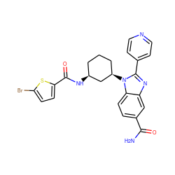 NC(=O)c1ccc2c(c1)nc(-c1ccncc1)n2[C@@H]1CCC[C@H](NC(=O)c2ccc(Br)s2)C1 ZINC000653823203