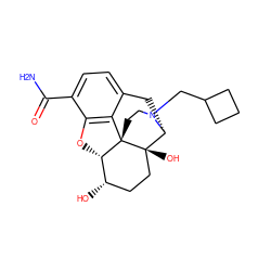 NC(=O)c1ccc2c3c1O[C@H]1[C@@H](O)CC[C@@]4(O)[C@@H](C2)N(CC2CCC2)CC[C@]314 ZINC000040407381