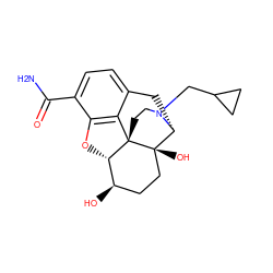 NC(=O)c1ccc2c3c1O[C@H]1[C@H](O)CC[C@@]4(O)[C@@H](C2)N(CC2CC2)CC[C@]314 ZINC000040828144