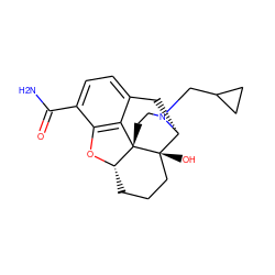 NC(=O)c1ccc2c3c1O[C@H]1CCC[C@@]4(O)[C@@H](C2)N(CC2CC2)CC[C@]314 ZINC000040892539