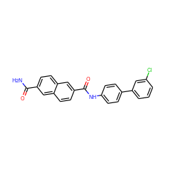 NC(=O)c1ccc2cc(C(=O)Nc3ccc(-c4cccc(Cl)c4)cc3)ccc2c1 ZINC000073197371