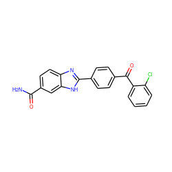 NC(=O)c1ccc2nc(-c3ccc(C(=O)c4ccccc4Cl)cc3)[nH]c2c1 ZINC000140685207