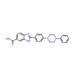 NC(=O)c1ccc2nc(-c3ccc(N4CCN(c5ccccc5)CC4)cc3)[nH]c2c1 ZINC000034230488