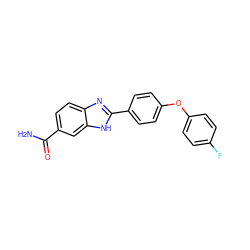 NC(=O)c1ccc2nc(-c3ccc(Oc4ccc(F)cc4)cc3)[nH]c2c1 ZINC000038462945