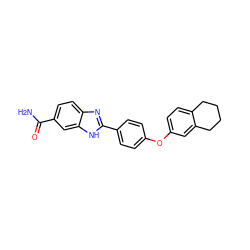 NC(=O)c1ccc2nc(-c3ccc(Oc4ccc5c(c4)CCCC5)cc3)[nH]c2c1 ZINC000136818148