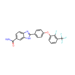 NC(=O)c1ccc2nc(-c3ccc(Oc4cccc(C(F)(F)F)c4F)cc3)[nH]c2c1 ZINC000034342081