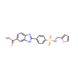 NC(=O)c1ccc2nc(-c3ccc(S(=O)(=O)NCc4ccco4)cc3)[nH]c2c1 ZINC000135749032