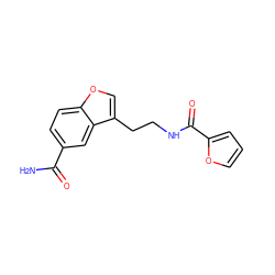 NC(=O)c1ccc2occ(CCNC(=O)c3ccco3)c2c1 ZINC000040980880