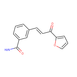 NC(=O)c1cccc(/C=C/C(=O)c2ccco2)c1 ZINC000013807933