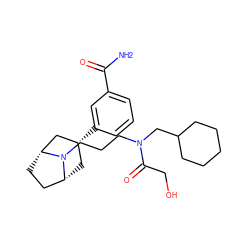 NC(=O)c1cccc([C@@H]2C[C@@H]3CC[C@H](C2)N3CCCN(CC2CCCCC2)C(=O)CO)c1 ZINC000117290474