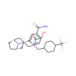 NC(=O)c1cccc([C@@H]2C[C@@H]3CC[C@H](C2)N3CCN(CC2CCC(C(F)(F)F)CC2)C(=O)CO)c1 ZINC000117294212