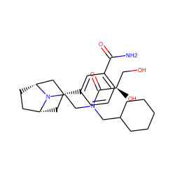 NC(=O)c1cccc([C@@H]2C[C@@H]3CC[C@H](C2)N3CCN(CC2CCCCC2)C(=O)[C@H](O)CO)c1 ZINC000117298419