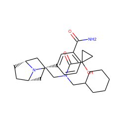 NC(=O)c1cccc([C@@H]2C[C@@H]3CC[C@H](C2)N3CCN(CC2CCCCC2)C(=O)C2(O)CC2)c1 ZINC000117296892