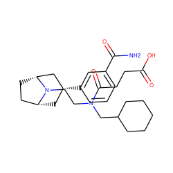 NC(=O)c1cccc([C@@H]2C[C@@H]3CC[C@H](C2)N3CCN(CC2CCCCC2)C(=O)CCC(=O)O)c1 ZINC000117294312