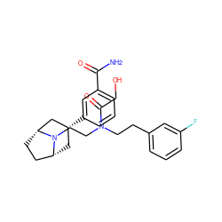 NC(=O)c1cccc([C@@H]2C[C@@H]3CC[C@H](C2)N3CCN(CCc2cccc(F)c2)C(=O)CO)c1 ZINC000117296256